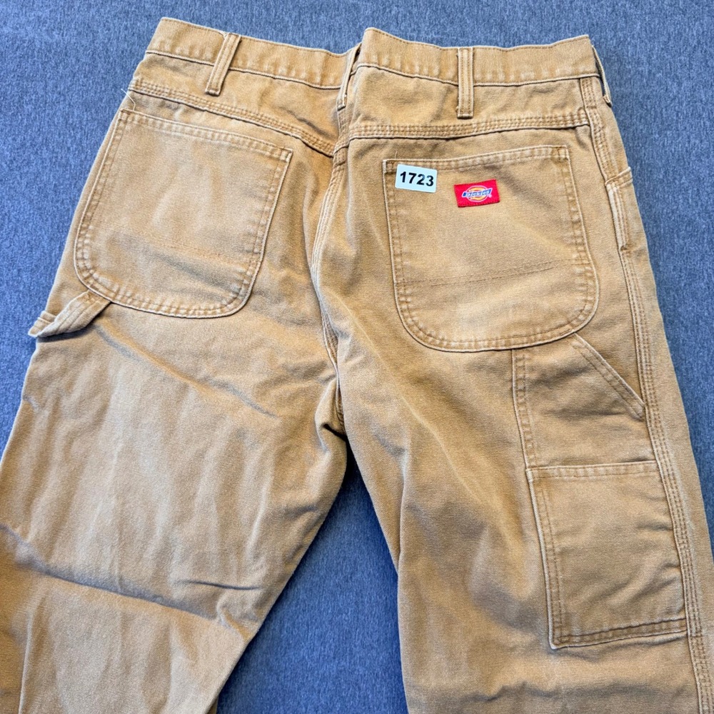 Dickies Mens Duck Canvas Carpenter Pants Brown Workwear Straight Leg 35x30